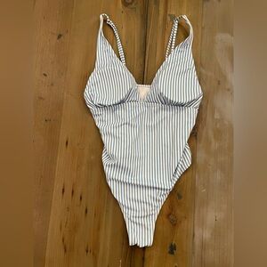 Striped Blue and White womenes One Piece